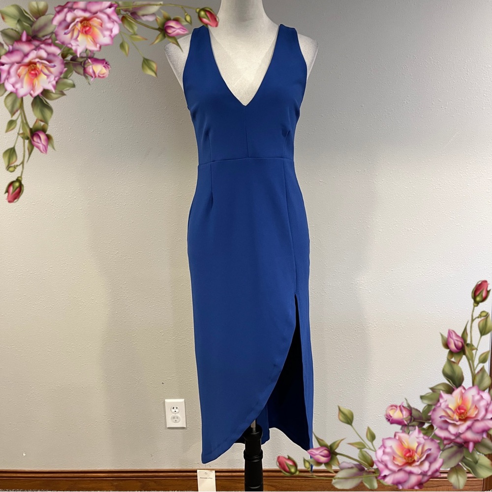 Abercrombie & Fitch Elegant royal Blue Sleeveless stretchy midi Dress w split‎